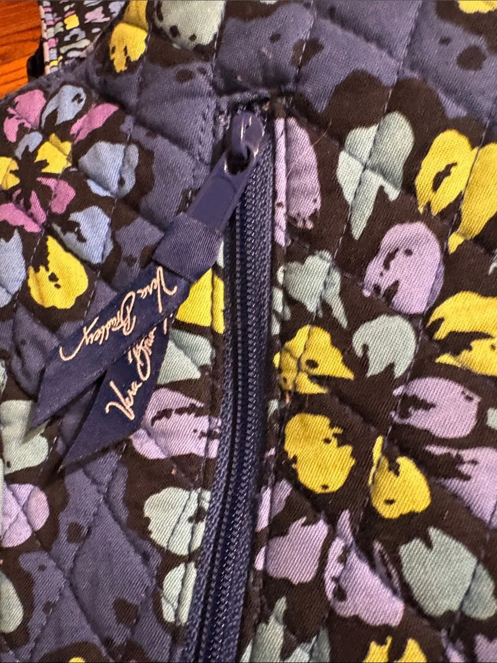 Vera Bradley Navy Quilted Floral Crossbody Cosmetic Bag